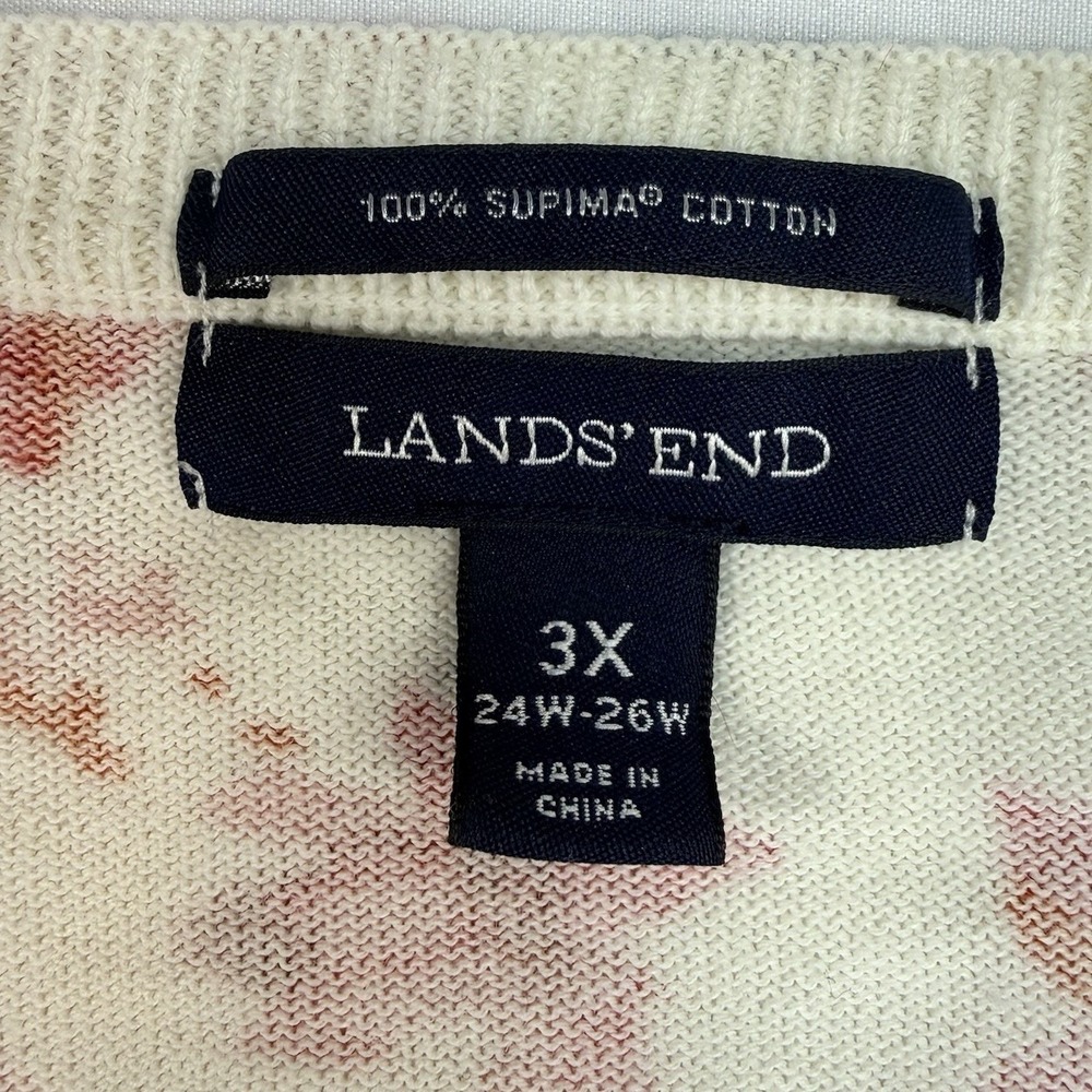 Lands' End Women's 3X Floral Button Front Cardigan Sweater Supima Cotton Cottage - Picture 4 of 9